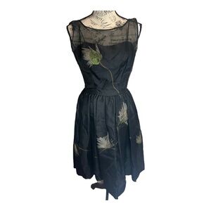 Vintage 1950s Organza Dress with Pressed Flowers